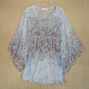 Icing Women's One Size Floral Print Sheer Kimono Mini Dress Fairy‎ Boho Festival